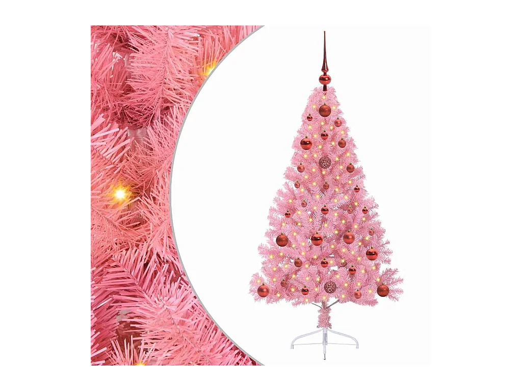 Sapin de Noël artificiel pré-éclairé Rose 120 cm PVC