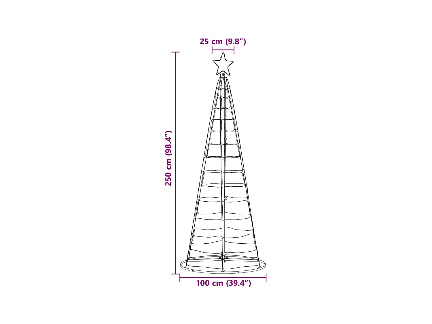 Árvore de Natal LED com 390 LEDs Branco frio 250 cm Ferro