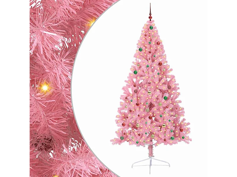 Sapin de Noël artificiel pré-éclairé Rose 240 cm PVC