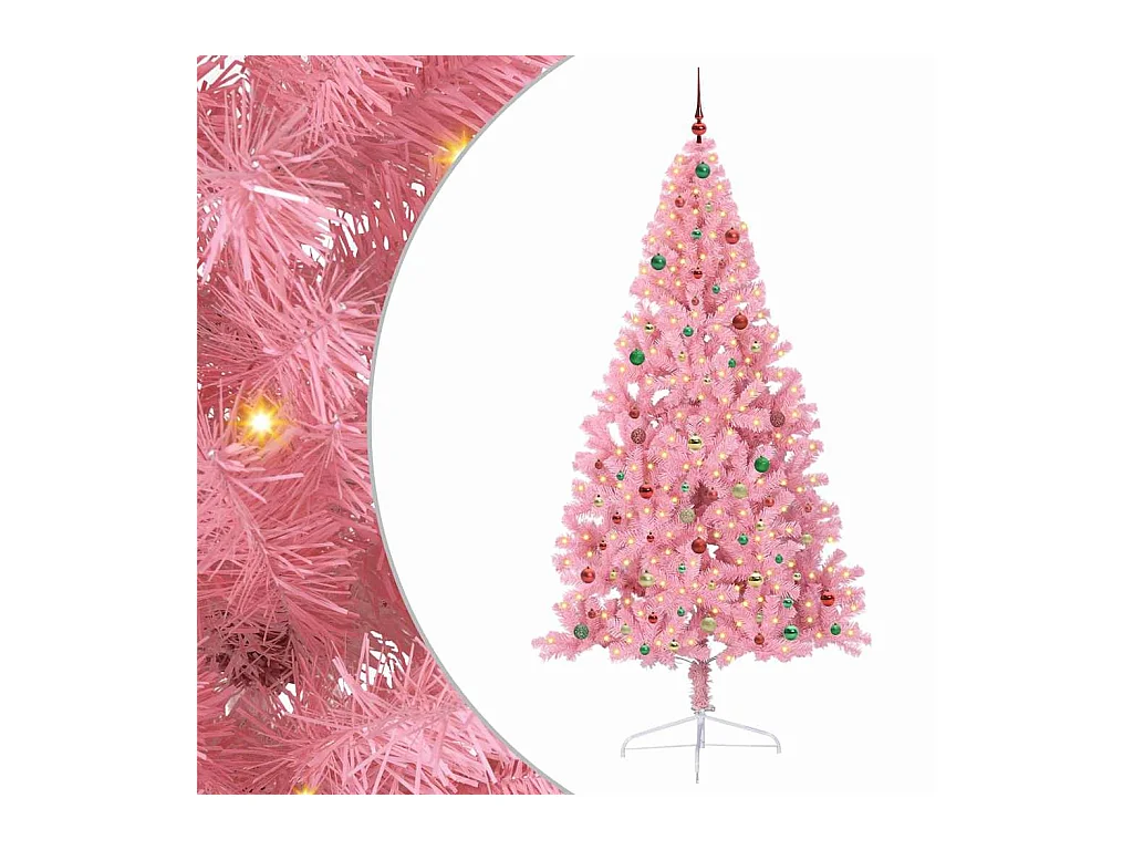 Sapin de Noël artificiel pré-éclairé Rose 240 cm PVC