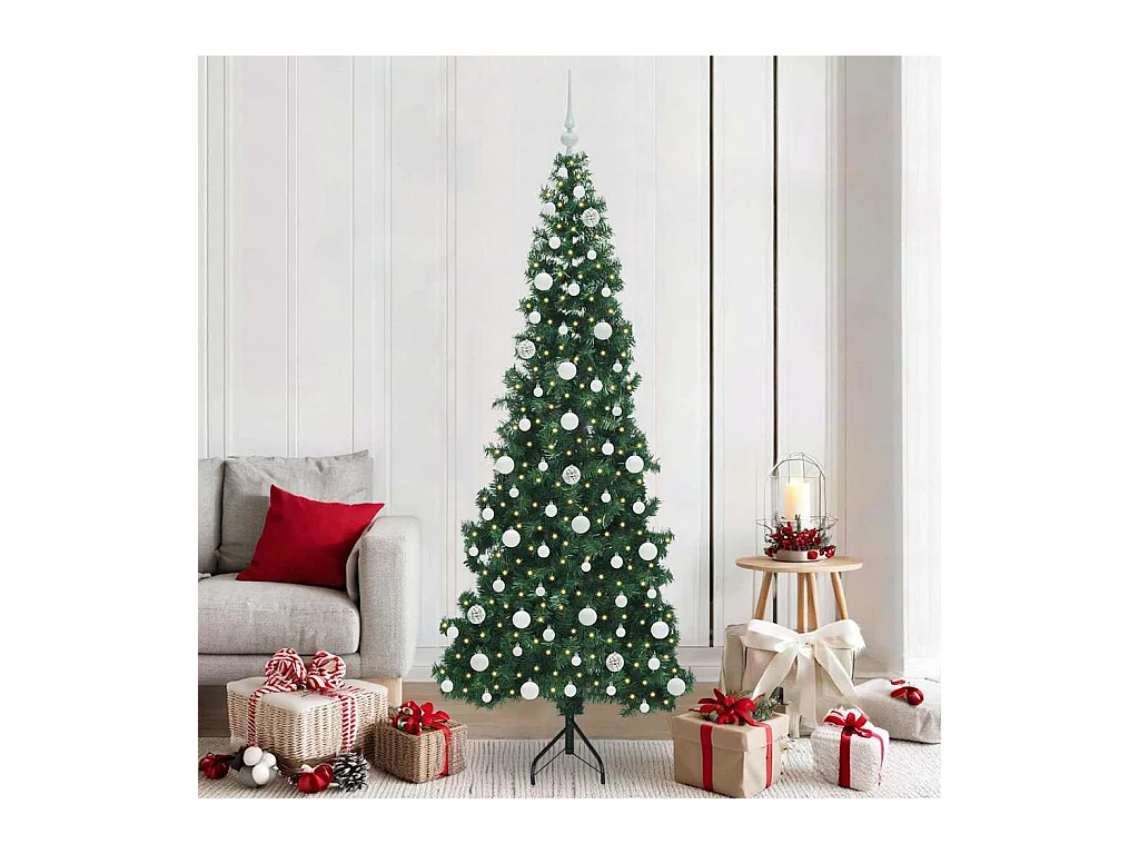 Árbol de Navidad Artificial de Esquina Verde 210 cm PVC y Metal