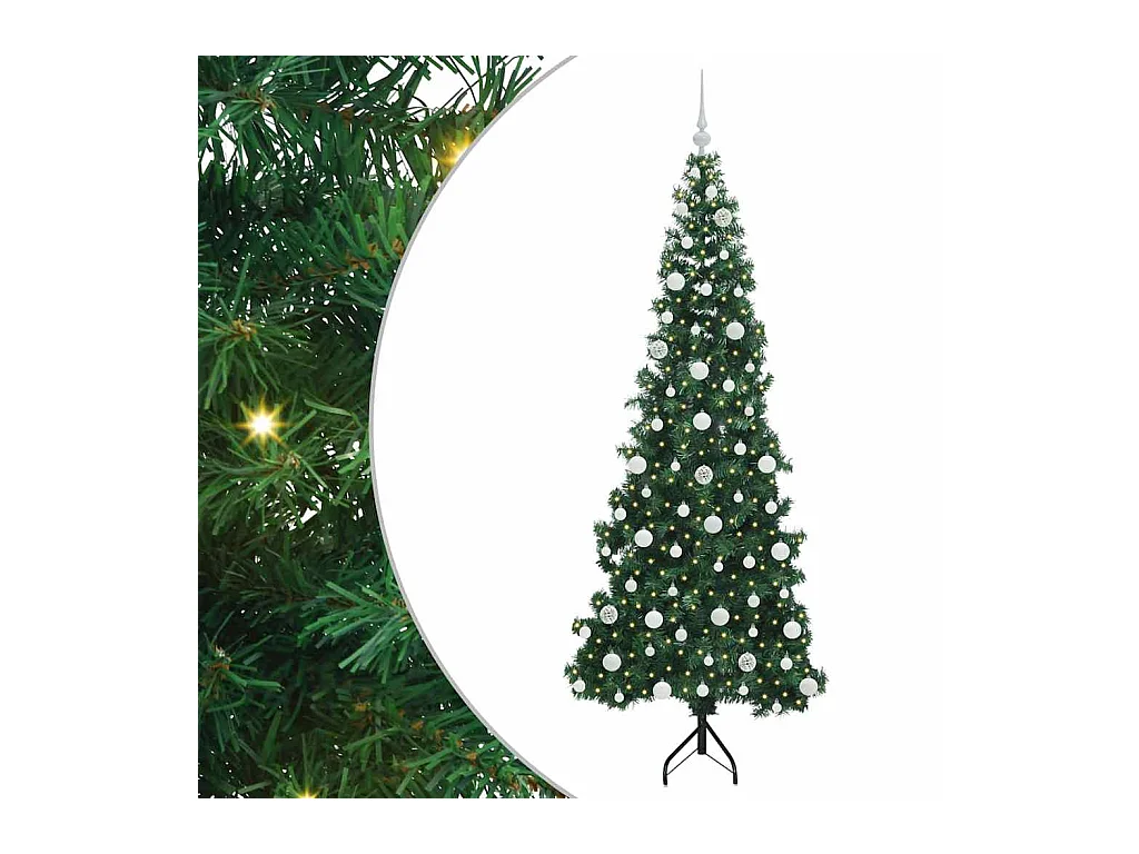 Árbol de Navidad Artificial de Esquina Verde 210 cm PVC y Metal
