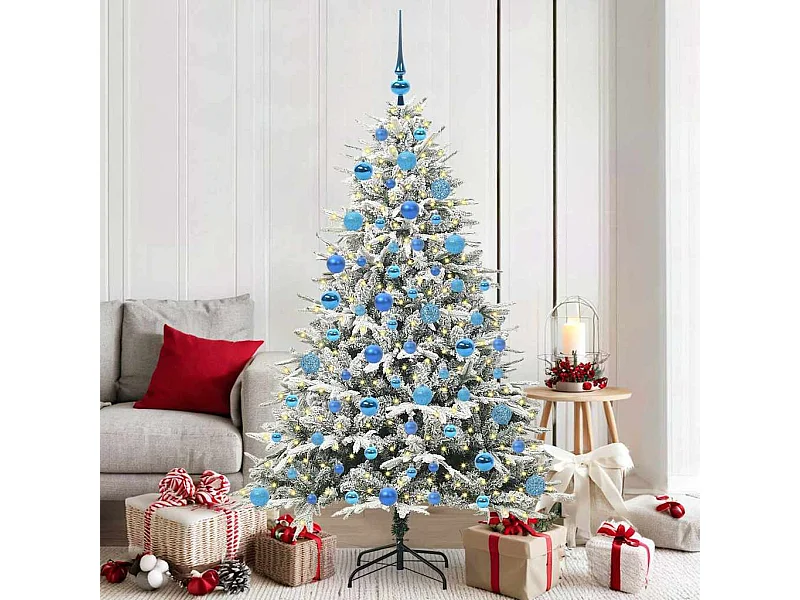 Sapin de Noël artificiel pré-éclairé avec set de boules Vert