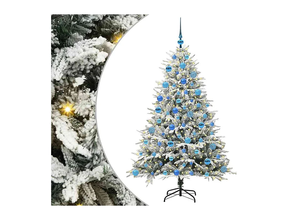 Sapin de Noël artificiel pré-éclairé avec set de boules Vert