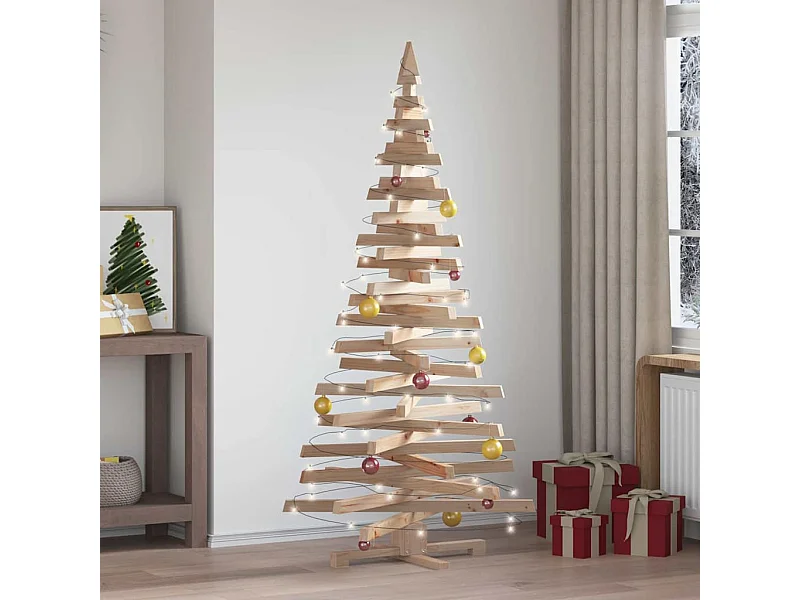 Arbres de Noël avec support Naturel 180 cm Bois massif en pin