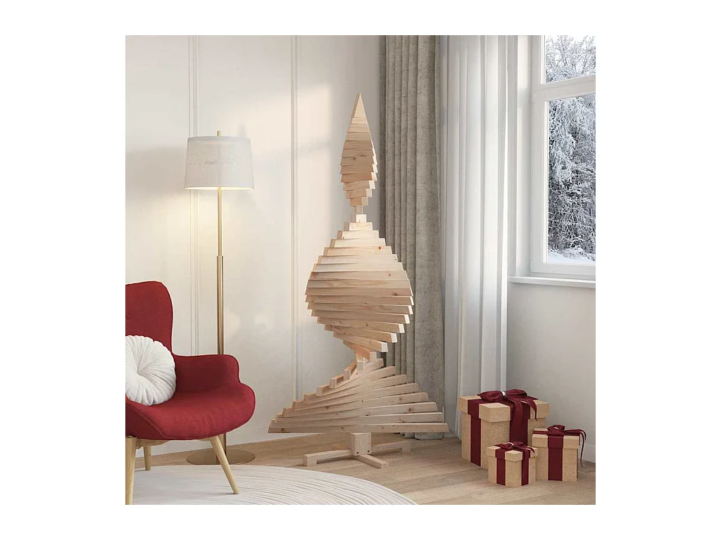 Arbres de Noël avec support Naturel 180 cm Bois massif en pin