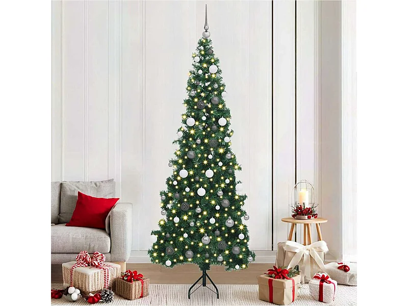 Arbre de Noël artificiel d'angle Vert 210 cm PVC et métal