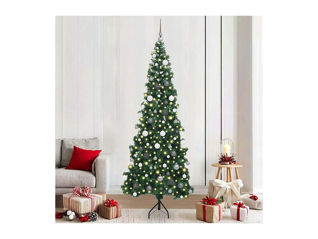 Arbre de Noël artificiel d'angle Vert 210 cm PVC et métal