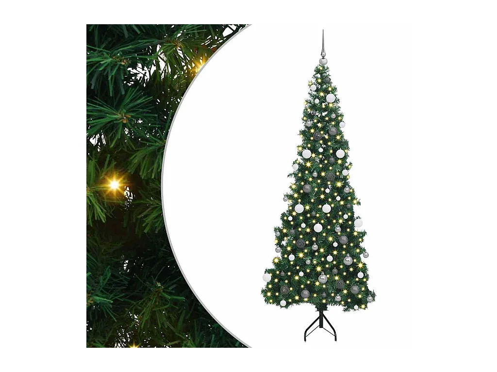 Arbre de Noël artificiel d'angle Vert 210 cm PVC et métal