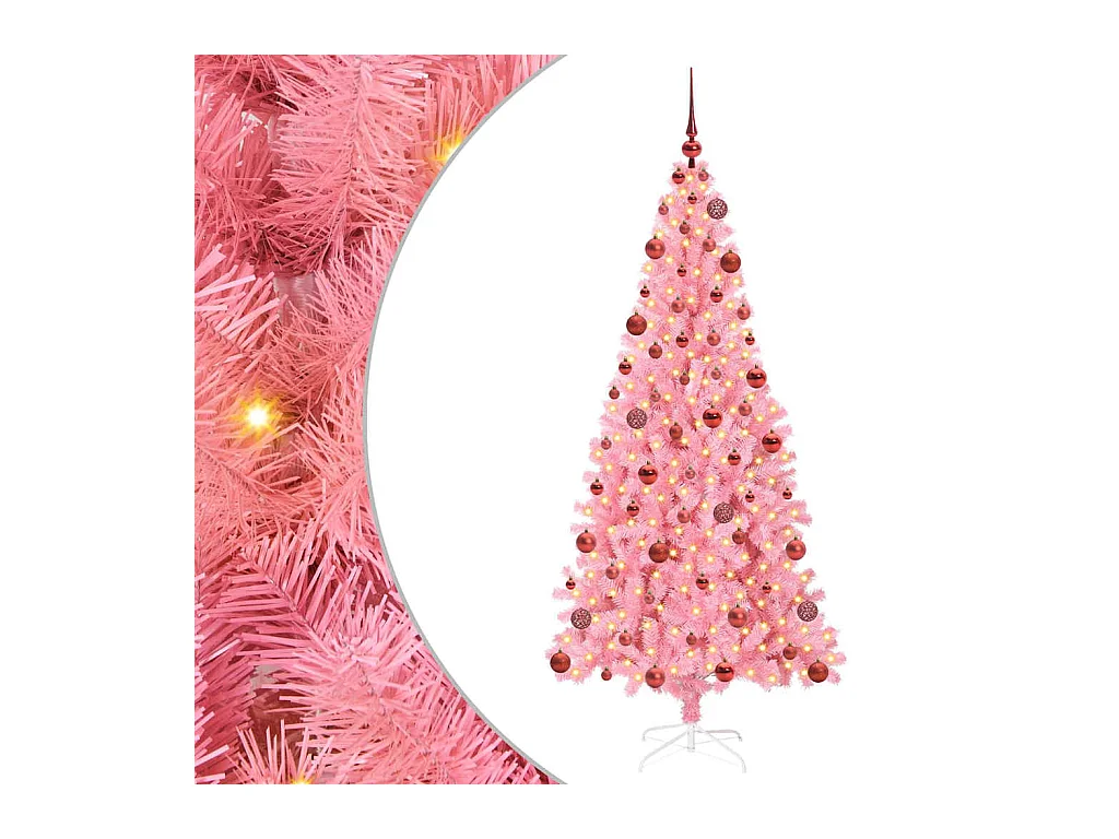 Sapin de Noël avec 300 LED avec support Rose 180 cm PVC