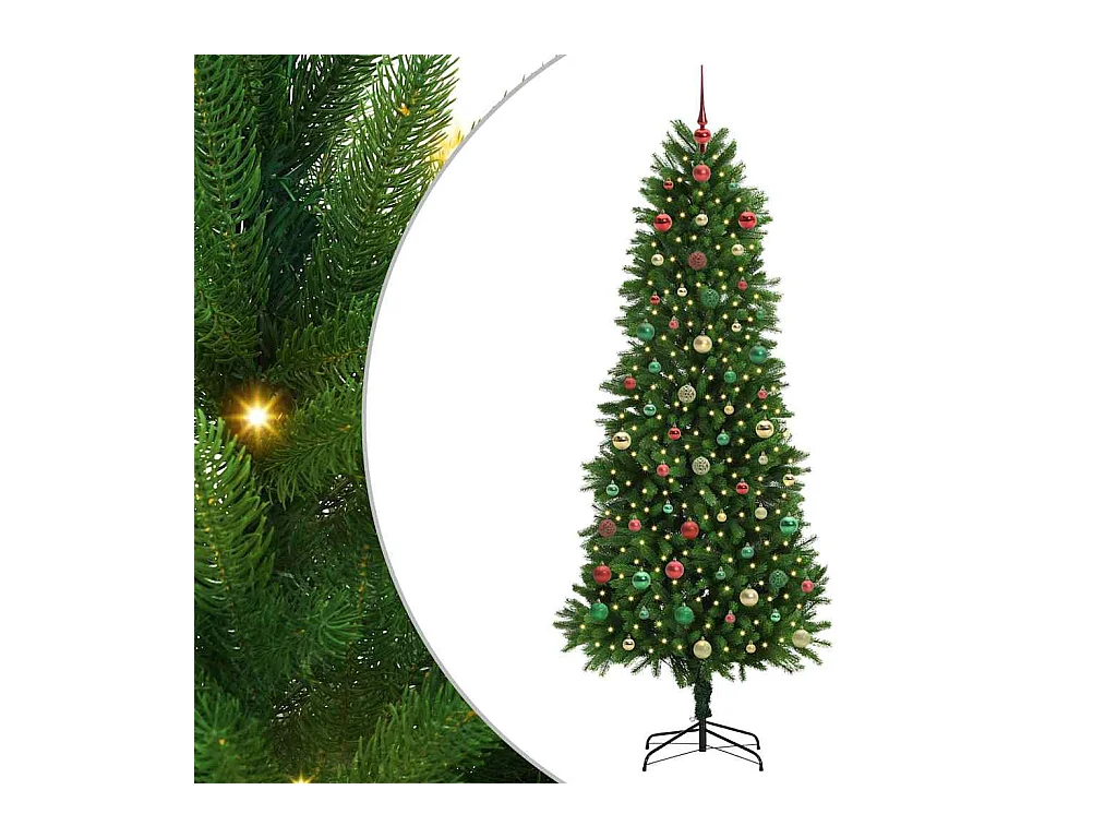 Sapin de Noël avec 300 LED avec support Vert 240 cm PE