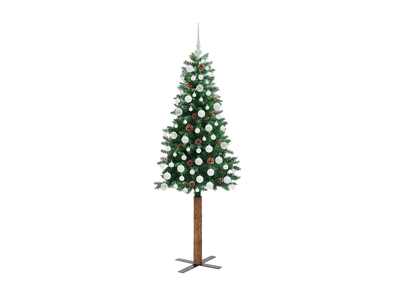 Árbol de Navidad Delgado con 300 LED con soporte Verde 180 cm