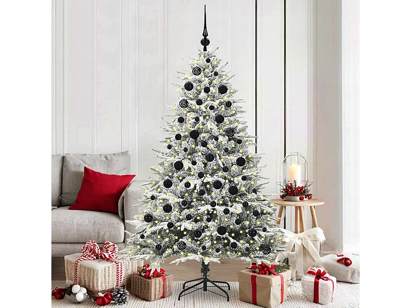 Sapin de Noël artificiel pré-éclairé avec set de boules Vert