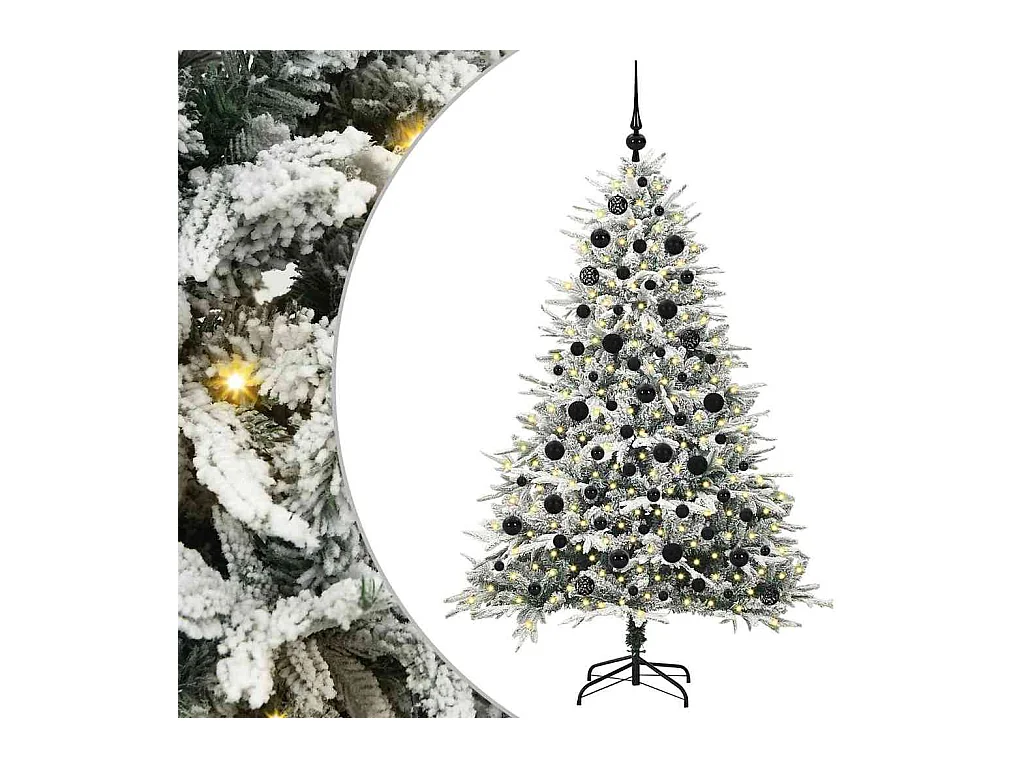 Sapin de Noël artificiel pré-éclairé avec set de boules Vert