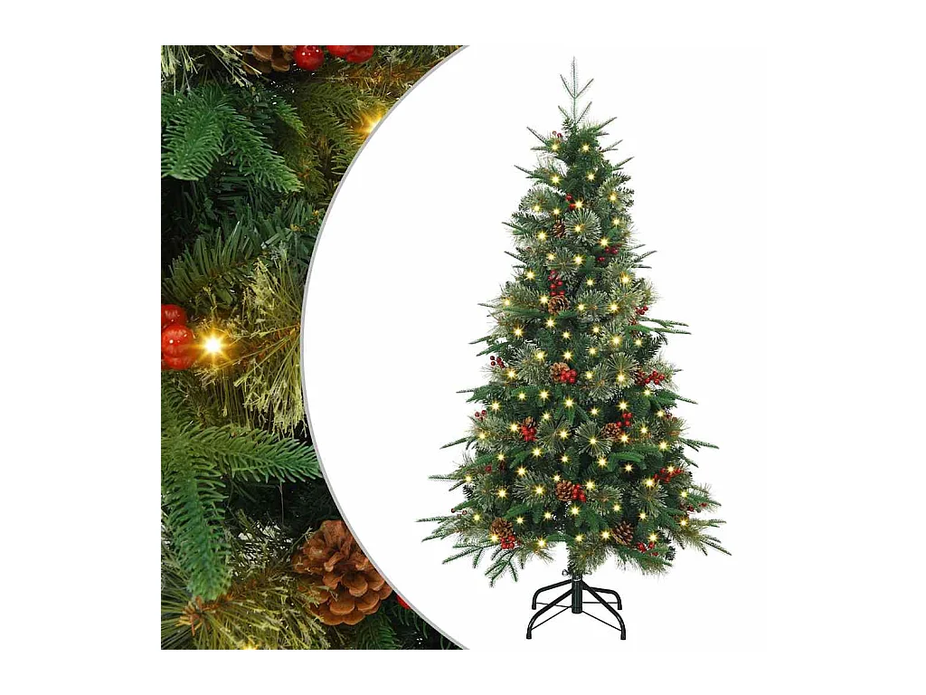 Kunstmatige Hinged Kerstboom met 150 LED Groen 120 cm PE en PVC