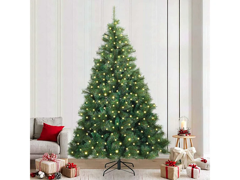 Kunstkerstboom met 300 LED met standaard Groen 240 cm PE en PVC