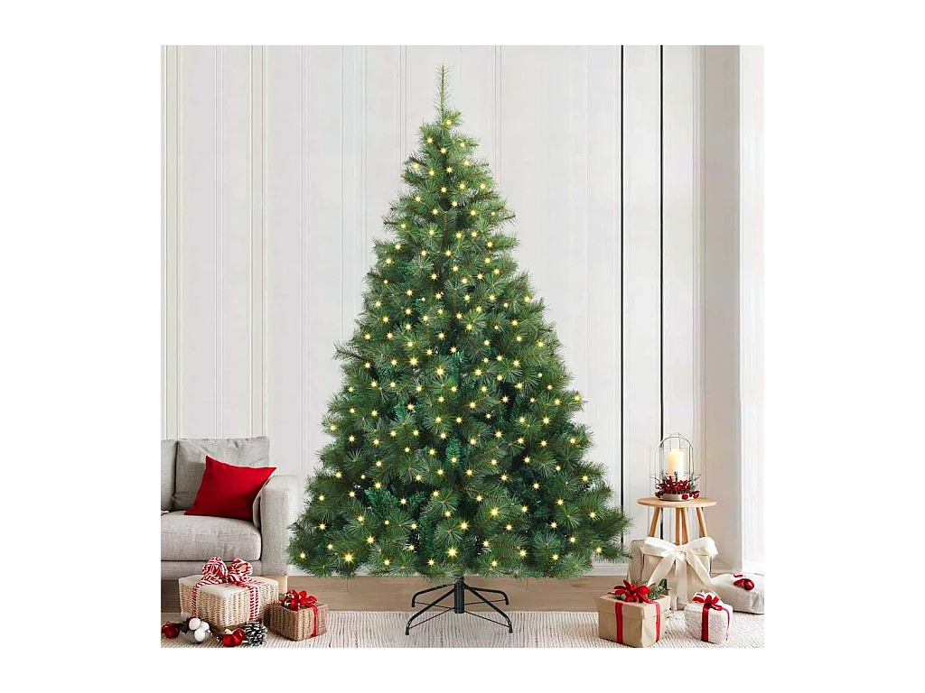 Kunstkerstboom met 300 LED met standaard Groen 240 cm PE en PVC