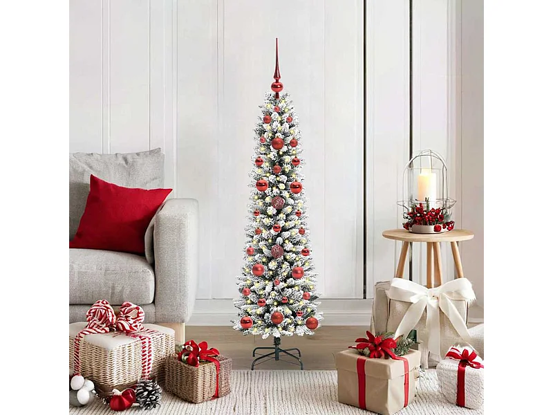 Kunstkerstboom Groen en wit 120 cm PVC en Metaal en Plastic