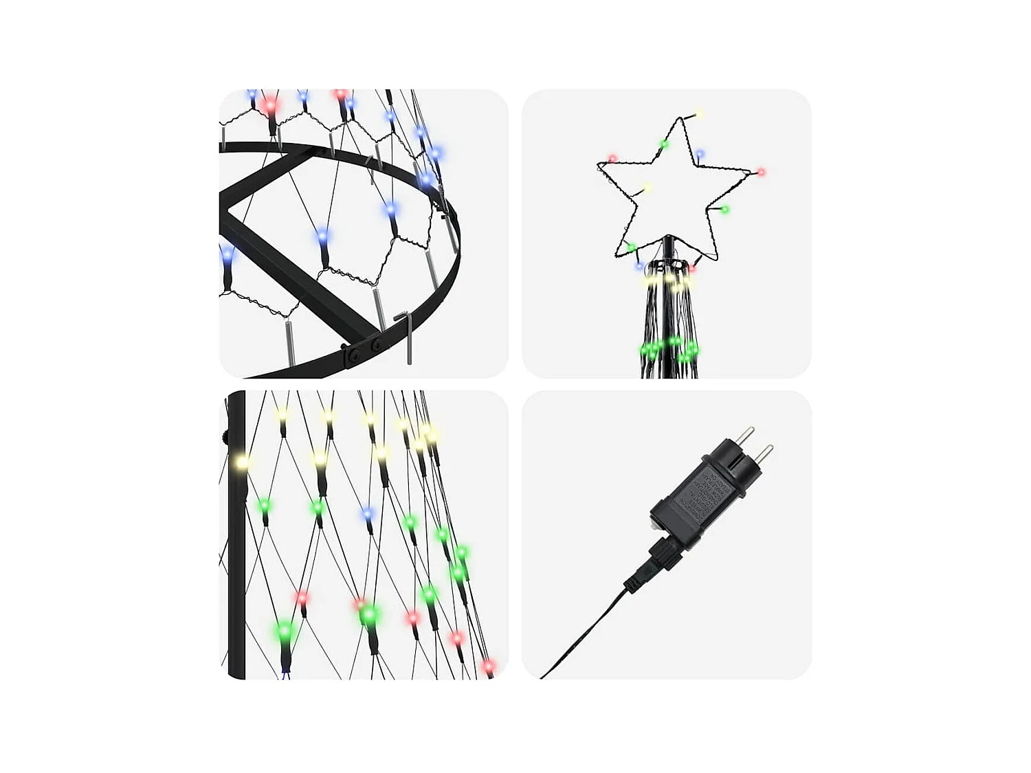 LED kerstboom met 230 LED Multikleur 71 x 71 x 184.5 cm Metaal