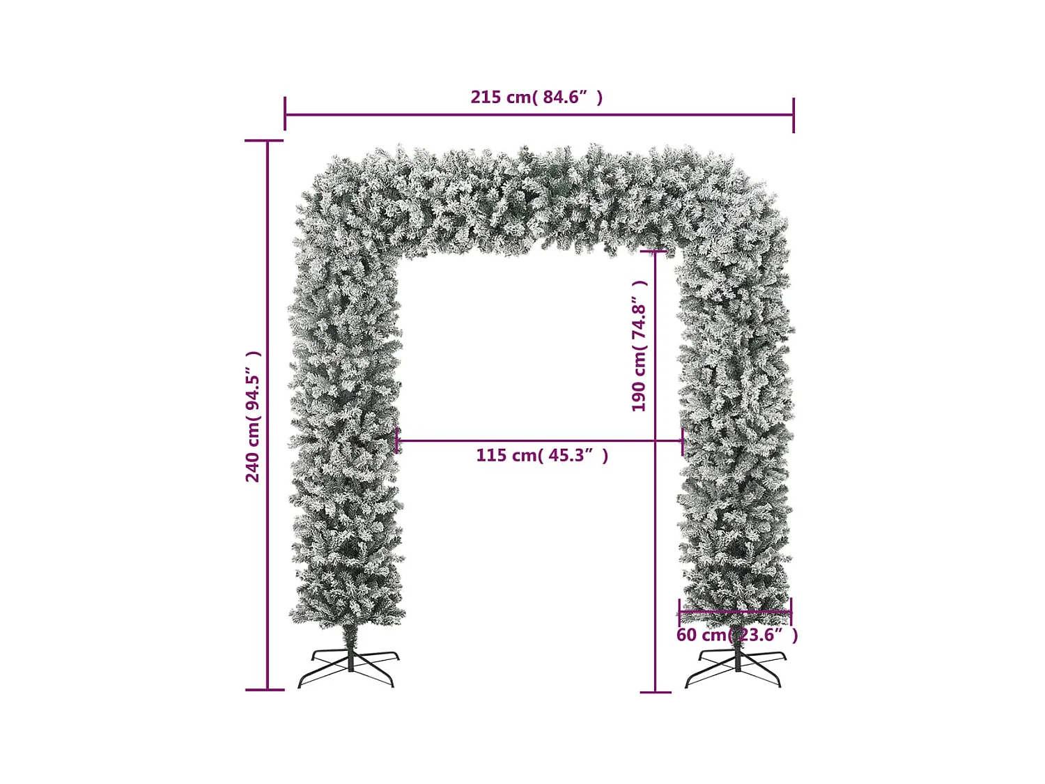 Arche de sapin de Noël à flocons de neige 240 cm