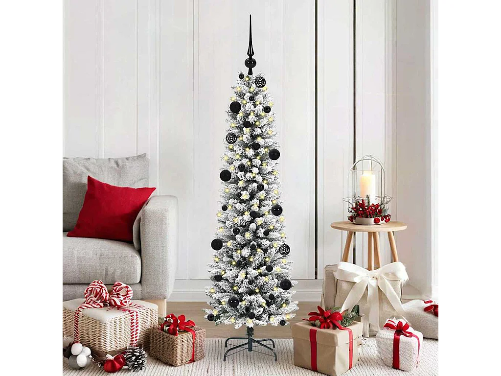 Sapin de Noël artificiel avec 150 LED Vert et blanc 150 cm