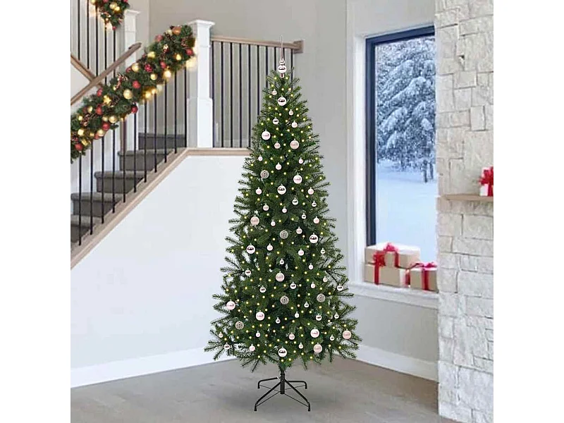 Kunstkerstboom met 300 LED met standaard Groen 240 cm PE en PVC