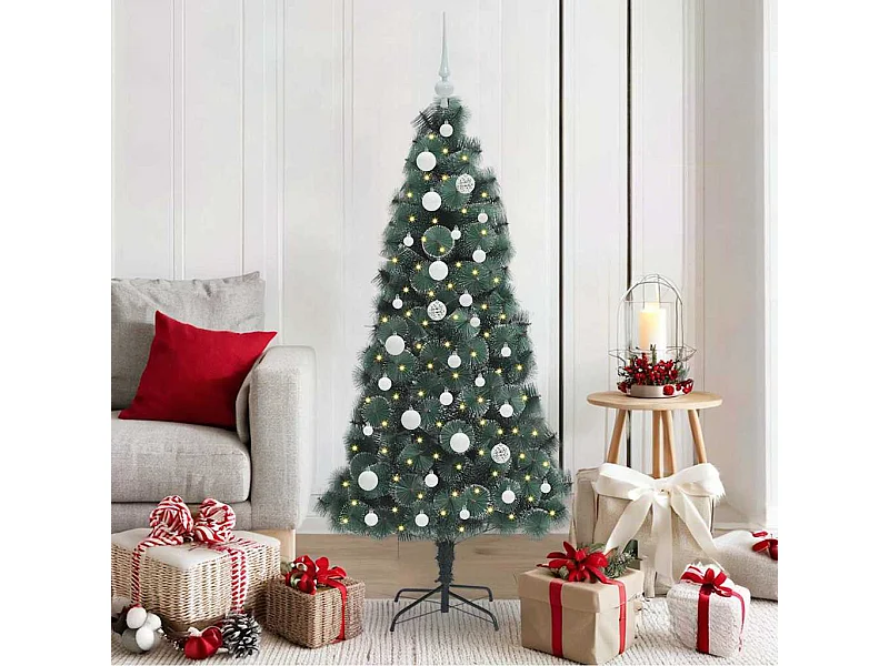 Kunstmatige Voorverlichte Kerstboom met Ballenset Groen 150 cm