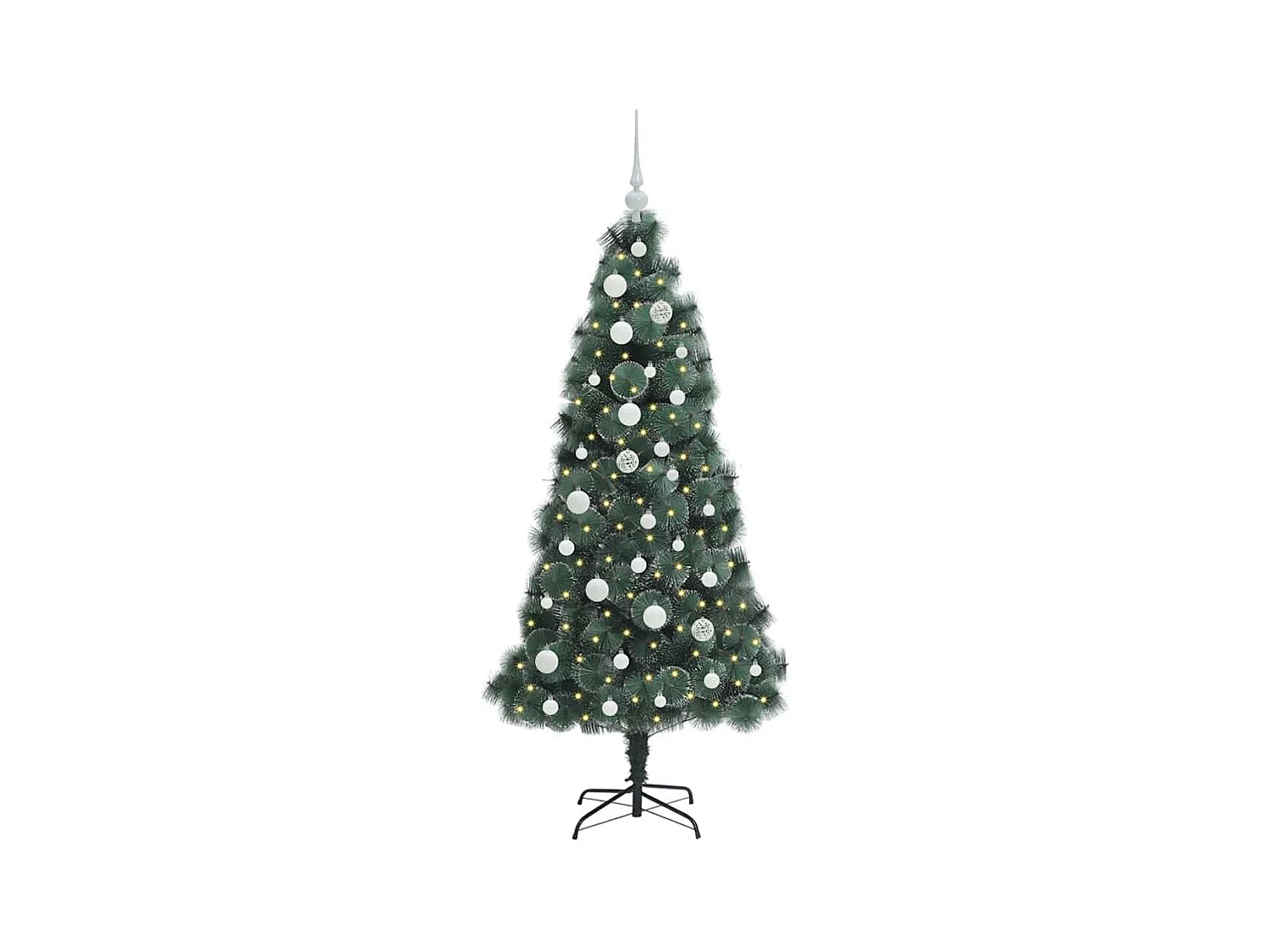 Kunstmatige Voorverlichte Kerstboom met Ballenset Groen 150 cm