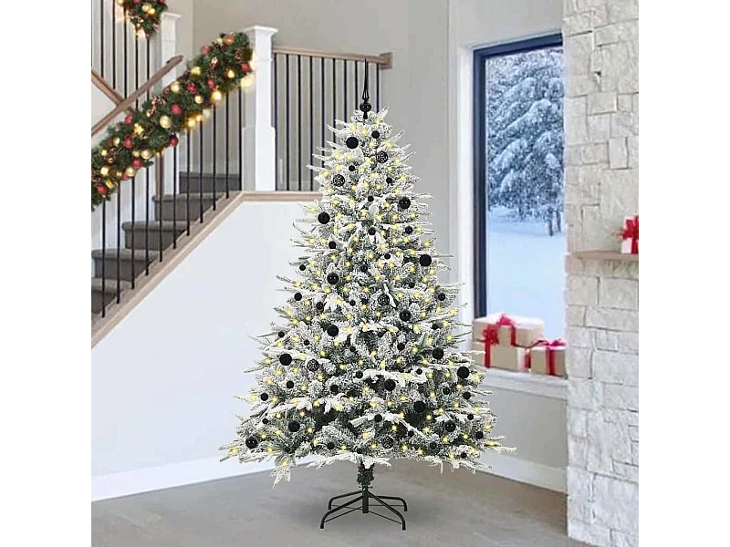 Sapin de Noël artificiel pré-éclairé avec set de boules Vert