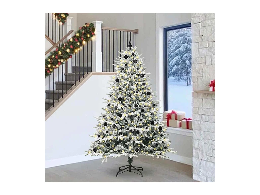 Sapin de Noël artificiel pré-éclairé avec set de boules Vert