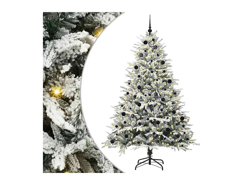 Sapin de Noël artificiel pré-éclairé avec set de boules Vert