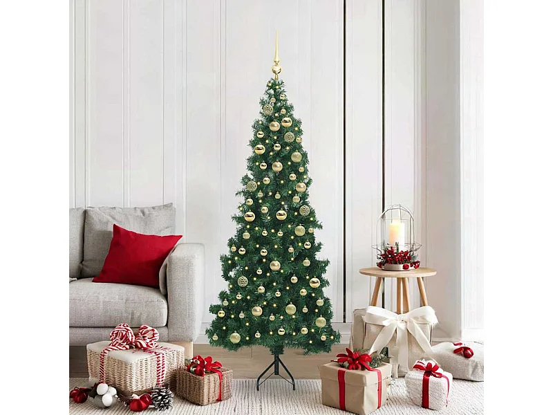 Arbre de Noël artificiel d'angle Vert 180 cm PVC et métal