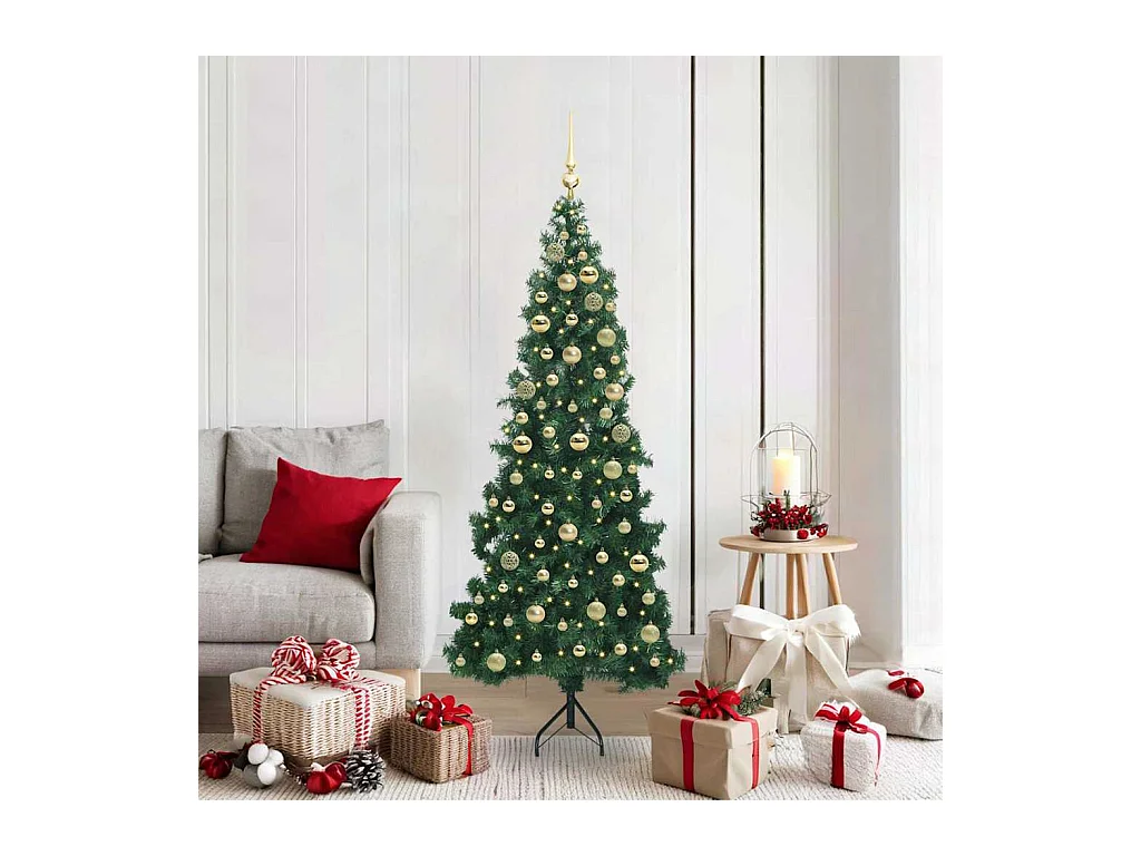 Arbre de Noël artificiel d'angle Vert 180 cm PVC et métal