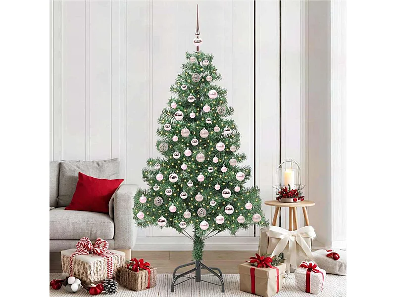 Sapin de Noël avec 300 LED avec support Vert 210 cm PVC