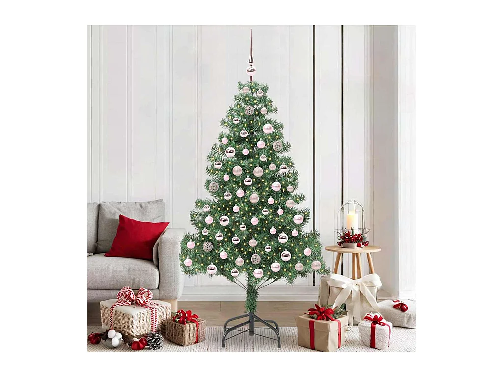 Sapin de Noël avec 300 LED avec support Vert 210 cm PVC