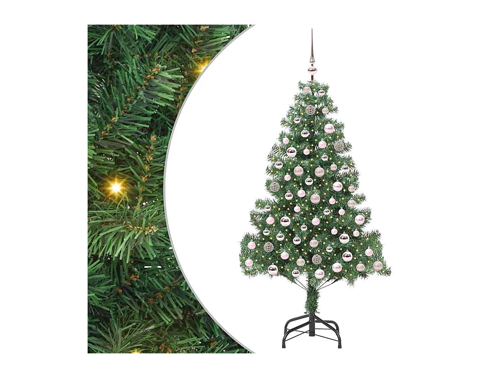 Sapin de Noël avec 300 LED avec support Vert 210 cm PVC