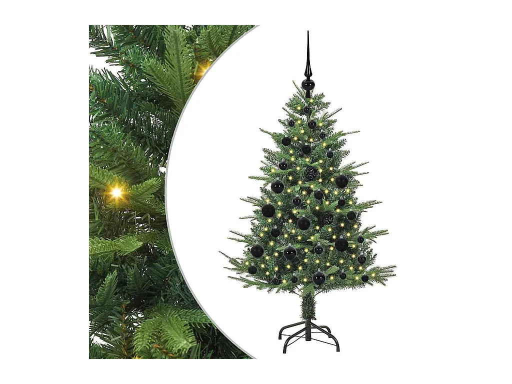 Sapin de Noël artificiel pré-éclairé avec set de boules Vert