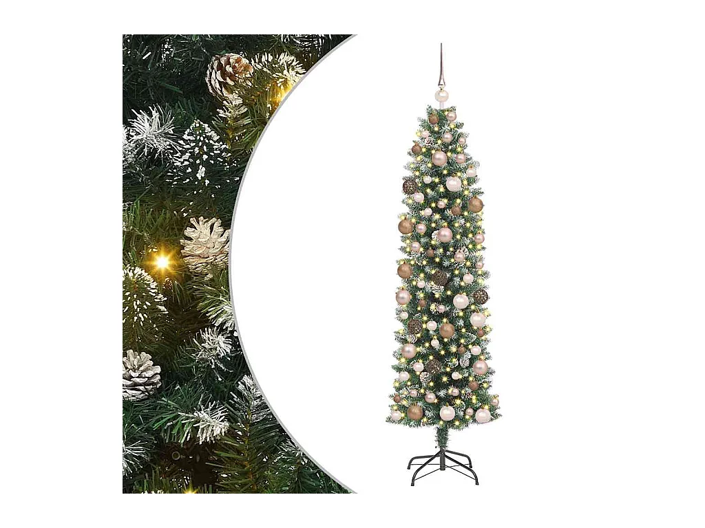 Árvore Slim de Natal Artificial Verde e Branco 180 cm
