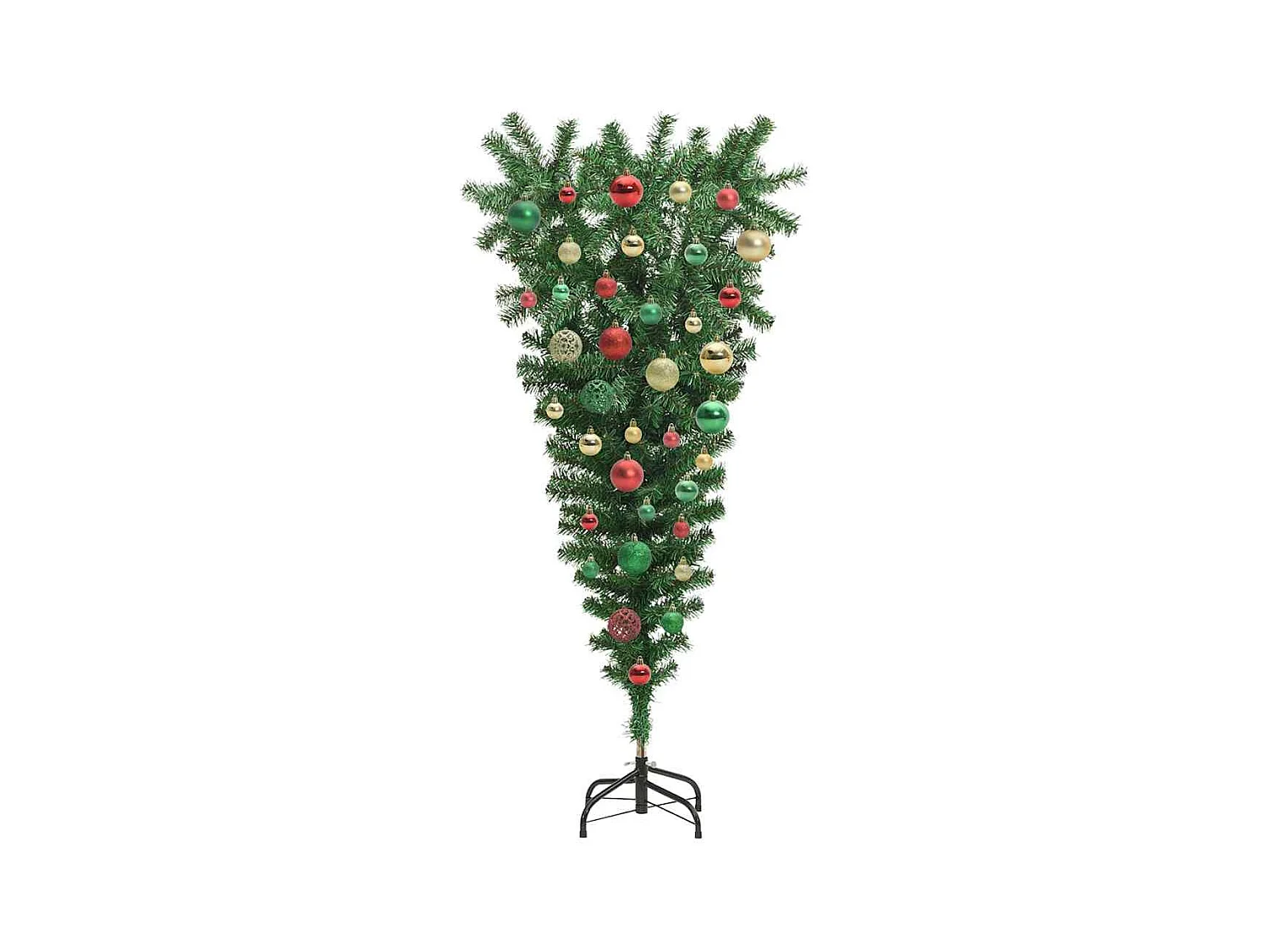 Árbol de Navidad artificial preiluminado al revés con juego de bolas