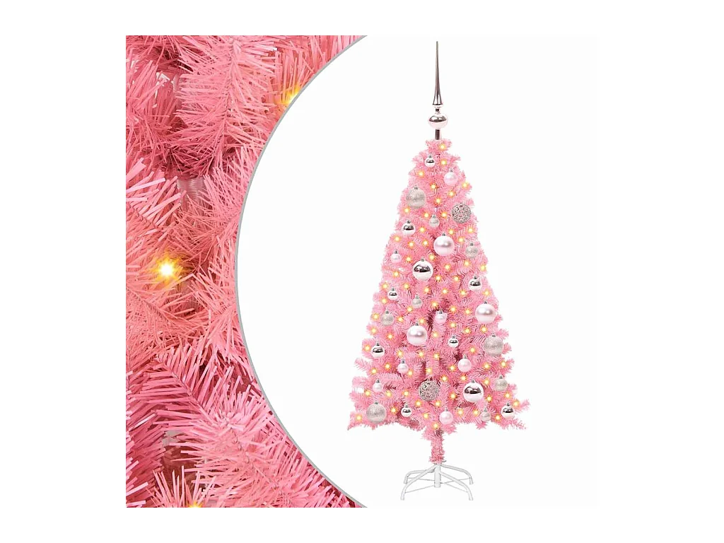 Árvore de Natal com 150 LEDs com suporte Rosa 120 cm PVC