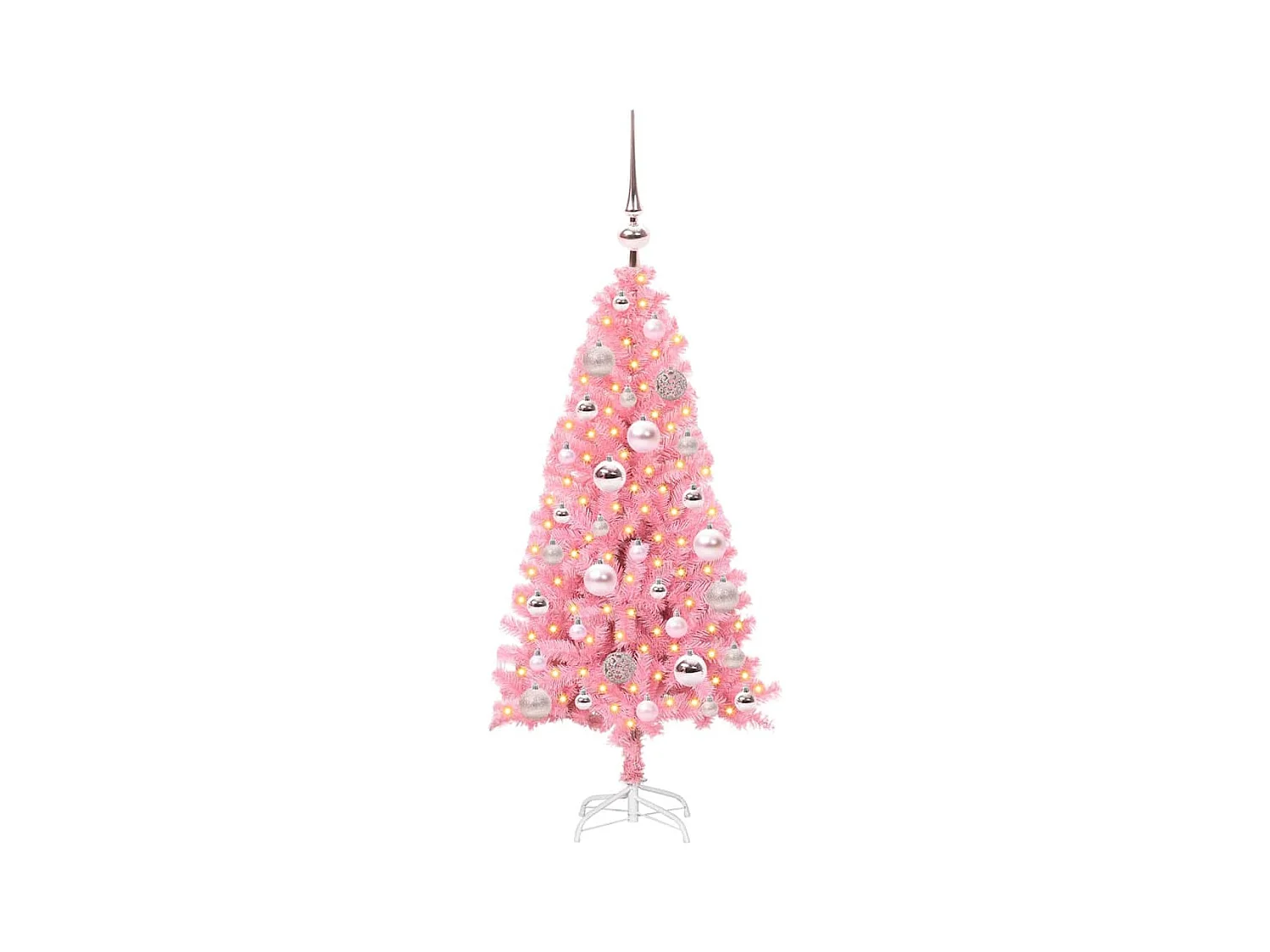 Árvore de Natal com 150 LEDs com suporte Rosa 120 cm PVC