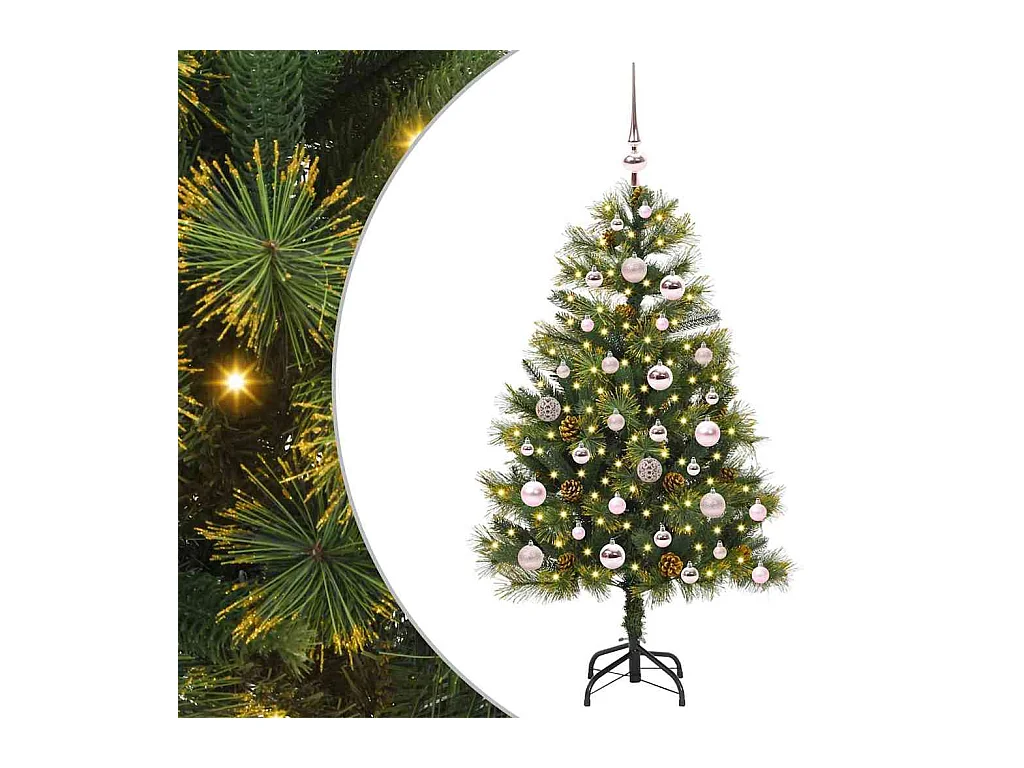 Sapin de Noël artificiel avec branches pliables et cônes 120 cm