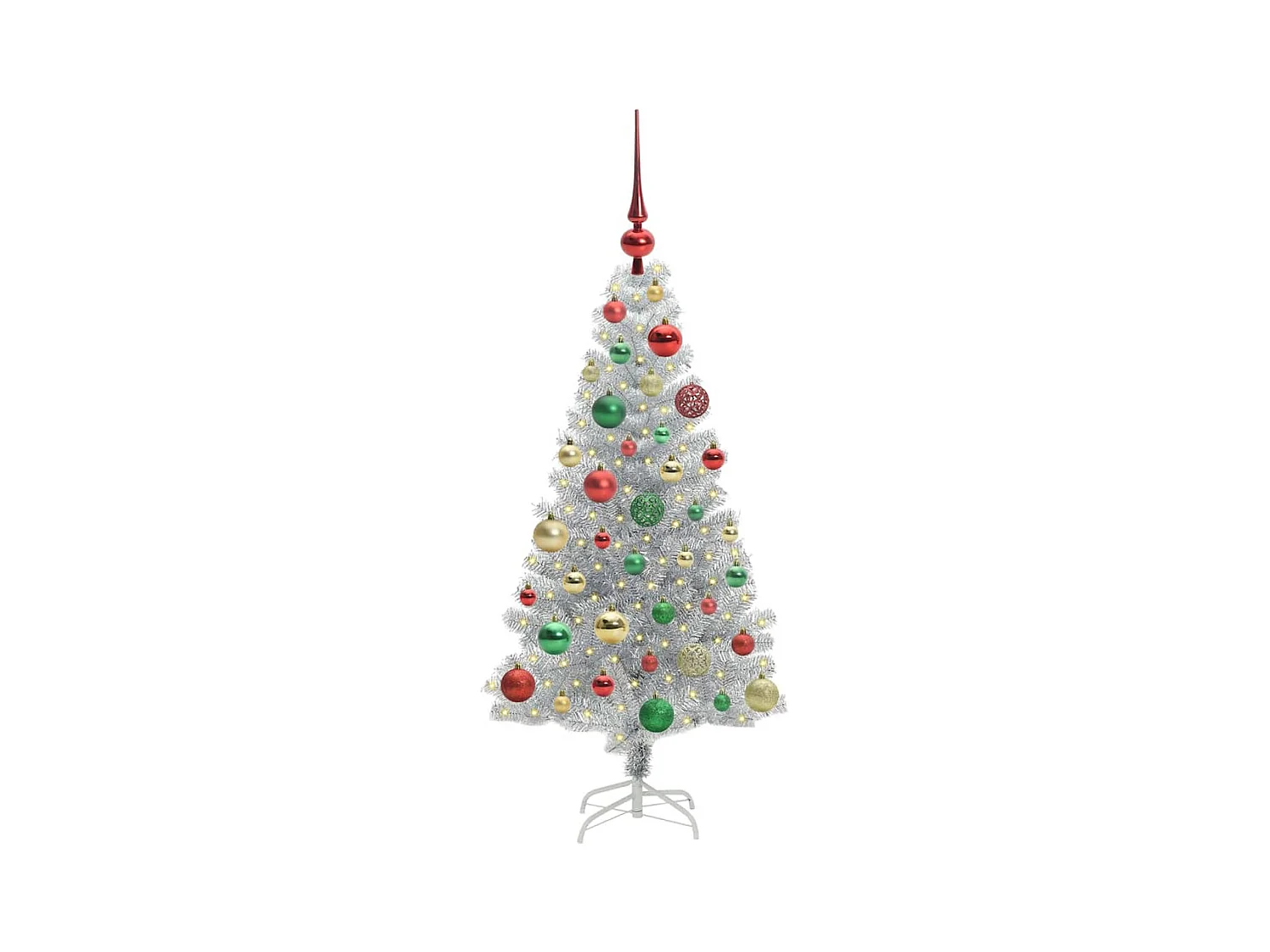 Árbol de Navidad con 150 LED con soporte Plateado 120 cm PET