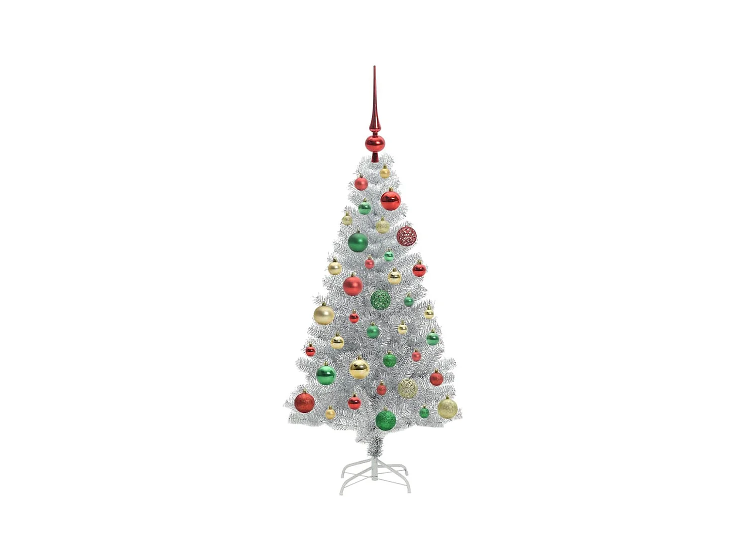 Árbol de Navidad con 150 LED con soporte Plateado 120 cm PET