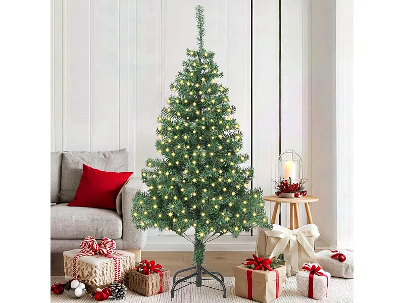 Sapin de Noël avec 300 LED avec support Vert 180 cm PVC