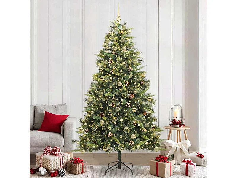 Sapin de Noël artificiel avec branches pliables et cônes 240 cm