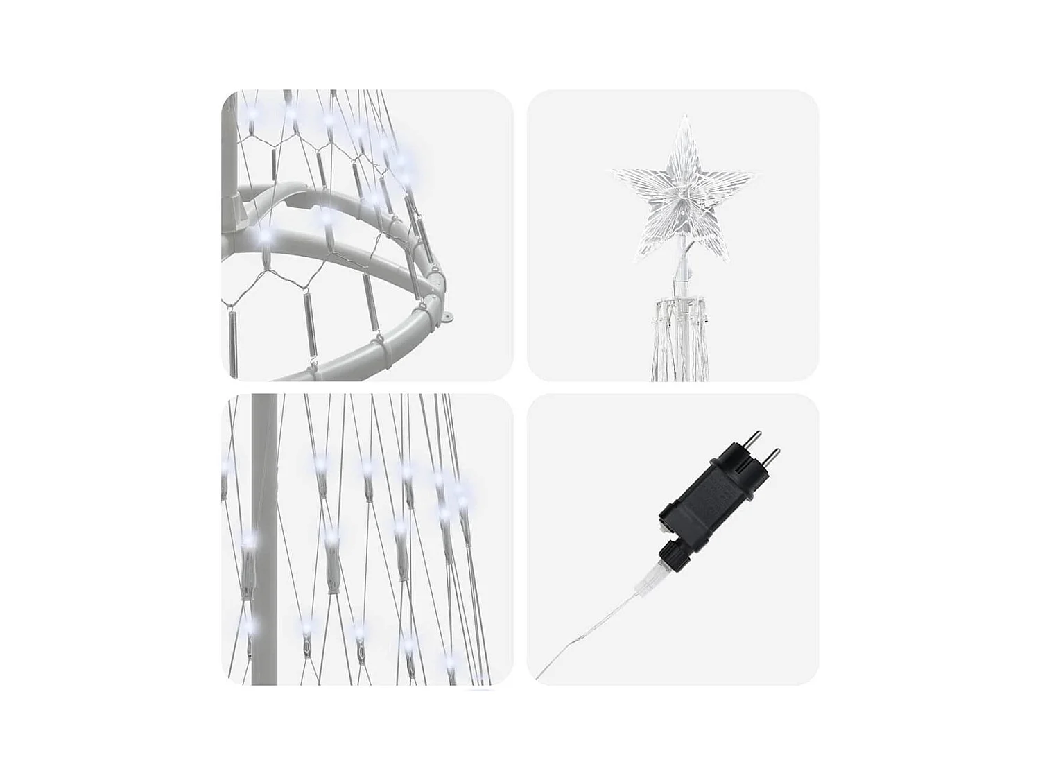 Árbol de Navidad LED con 230 LED Frío 51 x 51 x 190 cm Metal