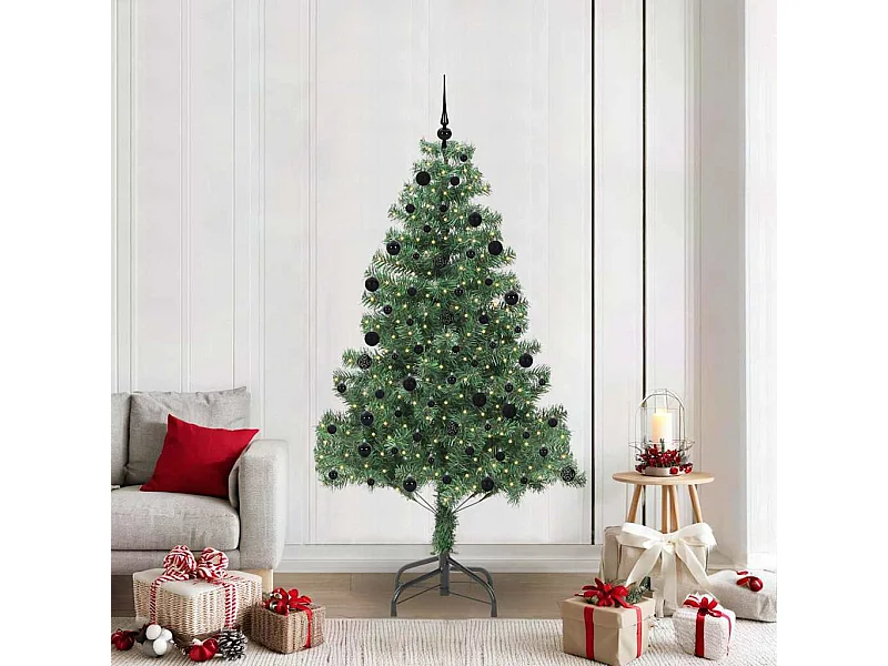 Sapin de Noël avec 300 LED avec support Vert 210 cm PVC
