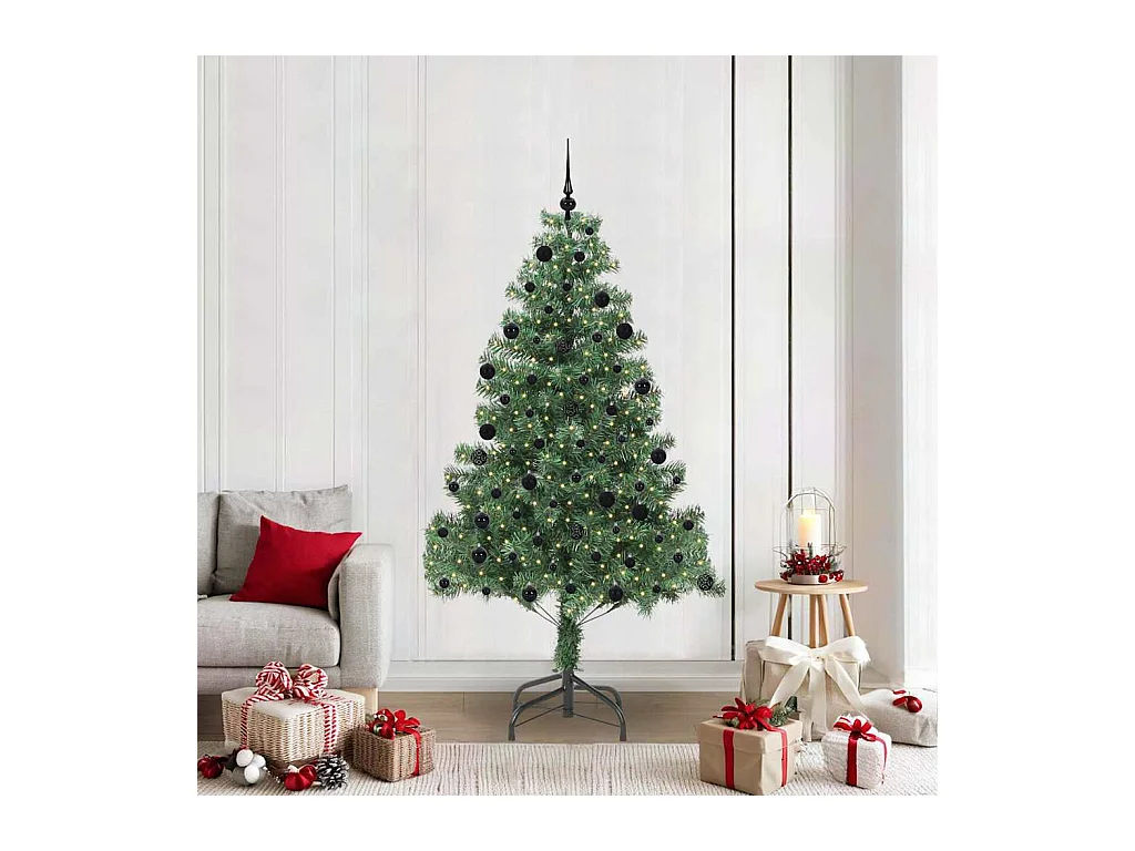 Sapin de Noël avec 300 LED avec support Vert 210 cm PVC