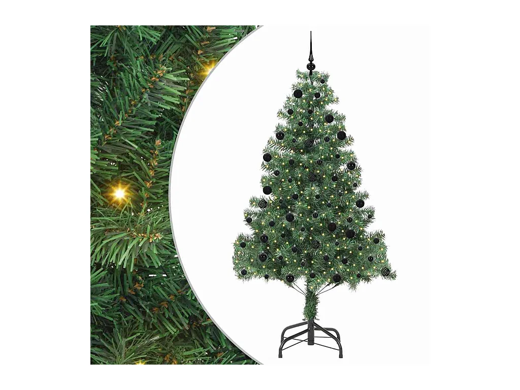 Sapin de Noël avec 300 LED avec support Vert 210 cm PVC